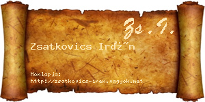 Zsatkovics Irén névjegykártya